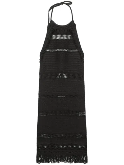 Isabel Marant Étoile Isabel Marant Etoile Aralia Black Dress With Crochet Knot And Neck In Multi