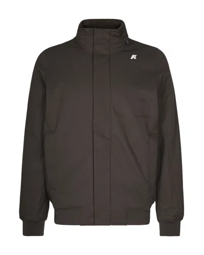 K-way Logo-patch Jacket In Brown