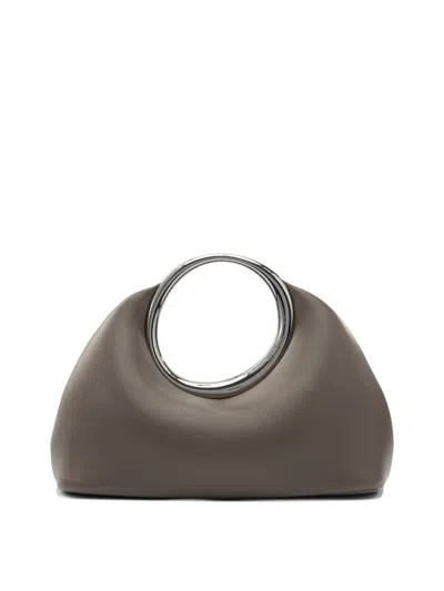 Jacquemus Structured Clutch Bag Featuring Metallic Handle In Gray