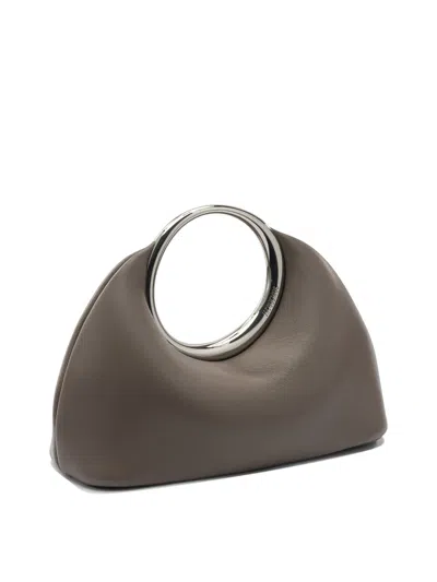 Jacquemus Structured Clutch Bag Featuring Metallic Handle In Gray