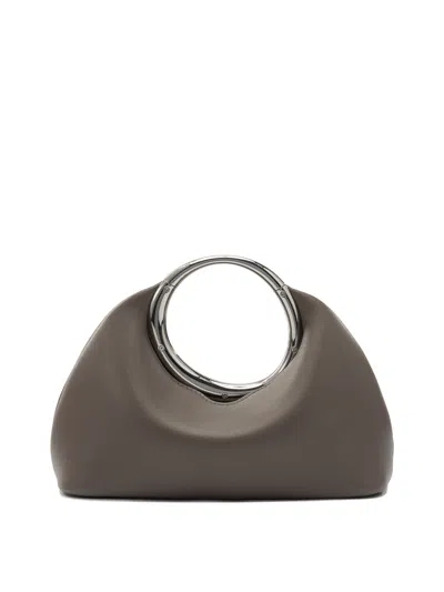 Jacquemus Structured Clutch Bag Featuring Metallic Handle In Gray