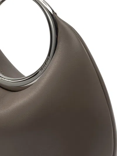 Jacquemus Structured Clutch Bag Featuring Metallic Handle In Gray