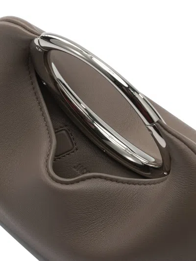 Jacquemus Structured Clutch Bag Featuring Metallic Handle In Gray