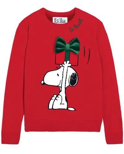 Mc2 Saint Barth X Peanuts Bow Patch Sweater In Red