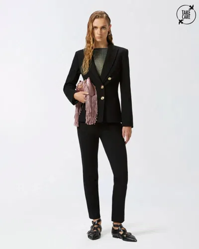 Pinko Beautiful Fabric Slippers Fw25 In Black