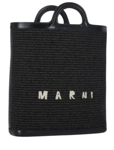 Marni Leather And Fabric Stylish Bag In Black