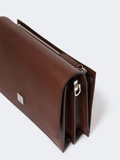 Max Mara Structured Shoulder Bag Top Handle Design In Brown
