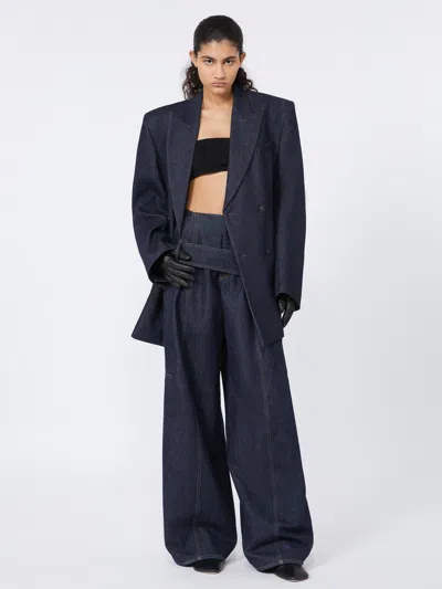 Sportmax Oversized Double-breasted Blazer Jackets And Coats Blue In Blue