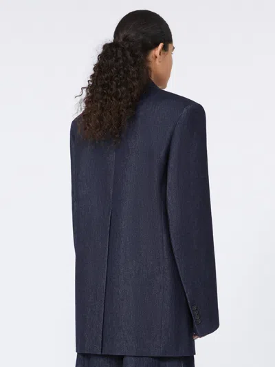 Sportmax Oversized Double-breasted Blazer Jackets And Coats Blue In Blue