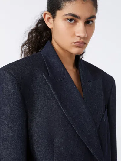 Sportmax Oversized Double-breasted Blazer Jackets And Coats Blue In Blue