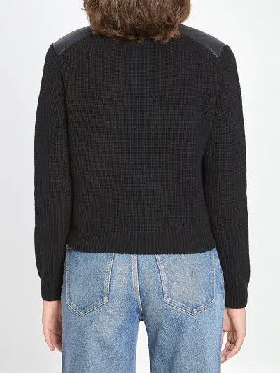 Moncler Padded Wool Cardigan With Zip In Black