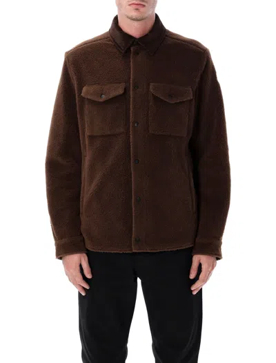 Moncler Fleece Overshirt In Brown