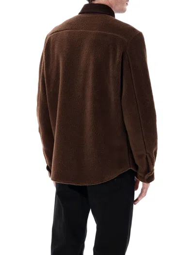 Moncler Fleece Overshirt In Brown
