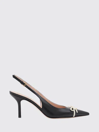 Valentino Black Pointed Slingback With Bow In Black