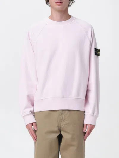 Stone Island Ribbed Hem Raglan Sleeve Sweatshirt In Pink