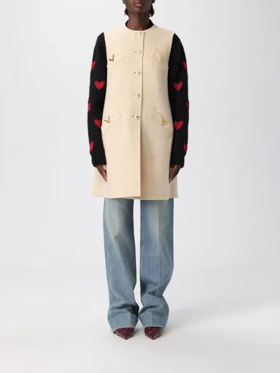 Valentino Short Dress In Wool And Cashmere In Neutral