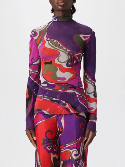 Pucci Printed Tulle Top In Multi