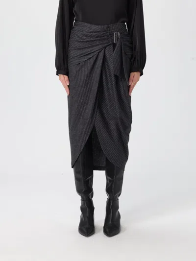 Isabel Marant Womens Anthracite Atrium Reilly Pinstripe Wool-blend Midi Skirt In Gray