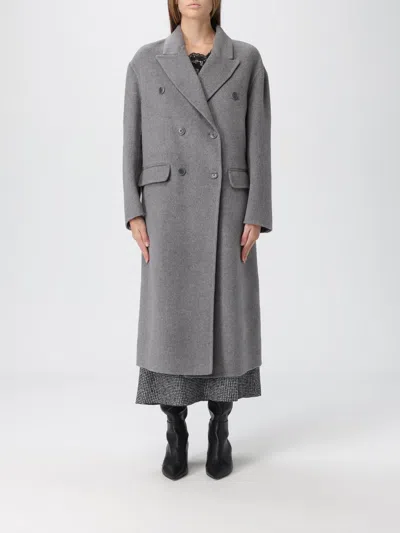 Ermanno Scervino Herringbone-pattern Double-breasted Coat In Gray