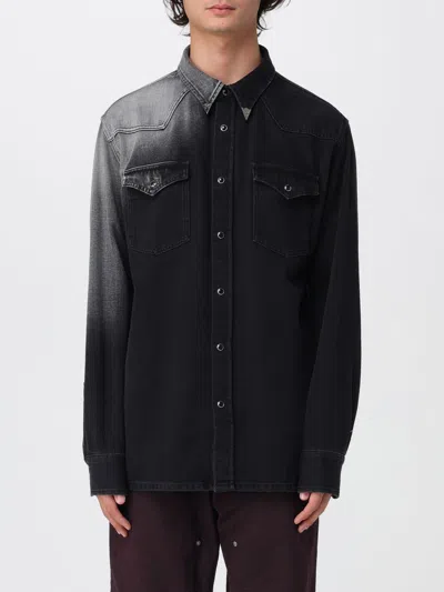 Mm6 Maison Margiela Western Style Denim Shirt Pockets In Black