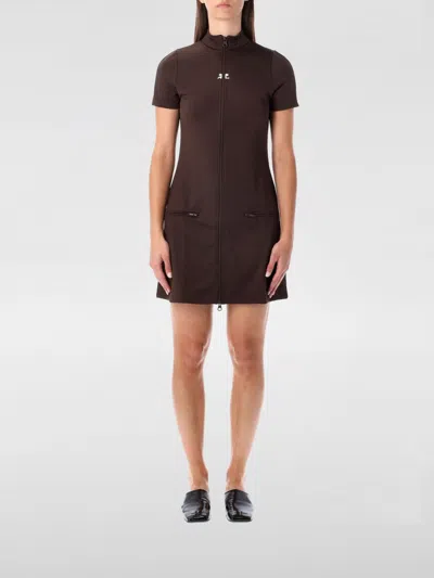 Courrèges Interlock Tracksuit Mini Dress In Brown