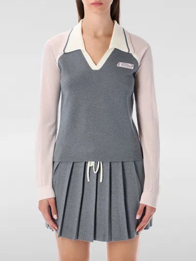 Casablanca Long Sleeve Tennis Polo Shirt In Silver