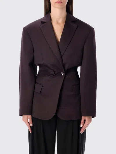 Magda Butrym Db Breast Fitted Blazer Burgundy In Purple
