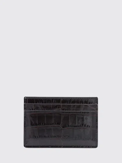 Tom Ford Crocodile Embossed Slim Card Holder In Brown