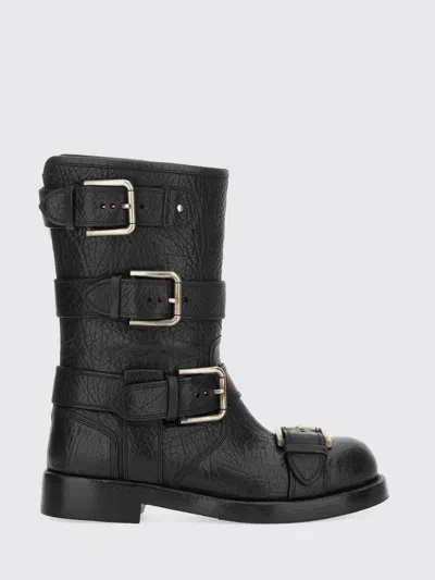 Dolce & Gabbana Black Leather Boots With Straps In Black
