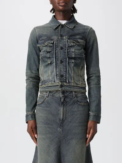 Balenciaga Washed Denim Jacket In Blue