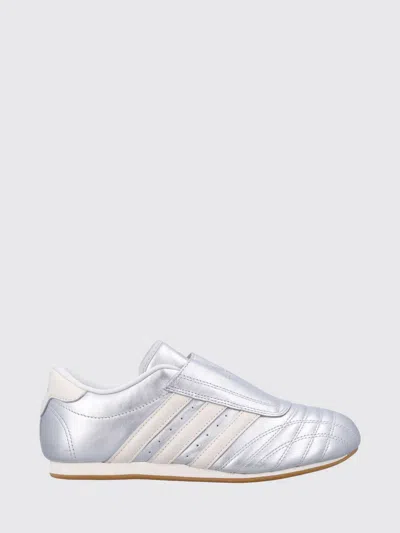 Adidas Originals Three-stripe Metallic-leather Sneakers In Silver