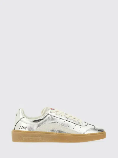 Dsquared2 Leather Sneaker In Silver