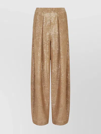 Giorgio Armani Single-pleat Jersey Trousers With A Flocked Print And Sequins In Gold
