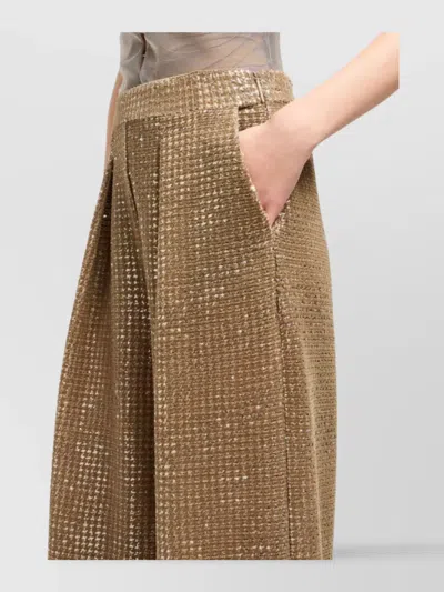 Giorgio Armani Single-pleat Jersey Trousers With A Flocked Print And Sequins In Gold