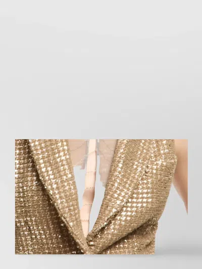 Giorgio Armani Long Jersey Waistcoat With A Flocked Print And Sequins In Gold
