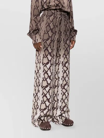 Stella Mccartney Snakeskin Pattern Wide Leg Pajama Trousers In Brown