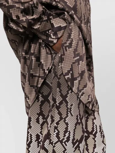 Stella Mccartney Snakeskin Pattern Wide Leg Pajama Trousers In Brown
