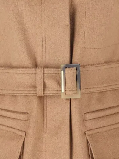 Max Mara Belted Waist Jacket Corduroy Collar In Brown