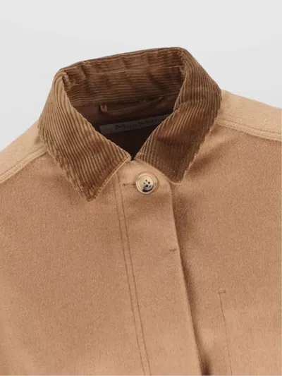 Max Mara Belted Waist Jacket Corduroy Collar In Brown