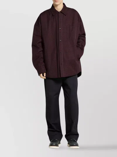 Gucci Padded Jacket Featuring Gingham Pattern In Brown