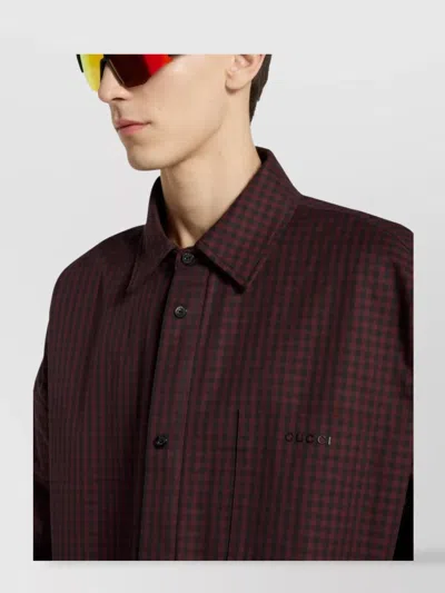 Gucci Padded Jacket Featuring Gingham Pattern In Brown