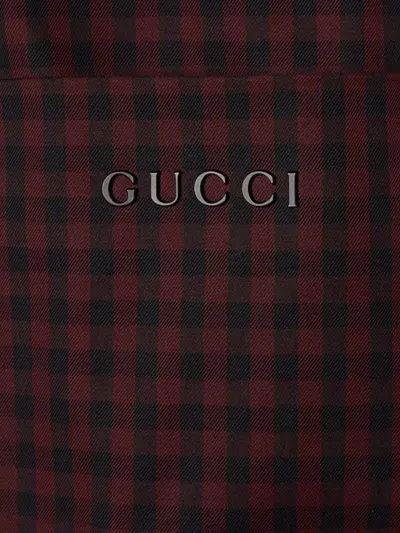 Gucci Padded Jacket Featuring Gingham Pattern In Brown