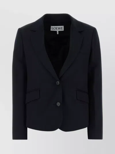 Loewe Wool Blazer With Notch Lapel And Back Buckle In Black