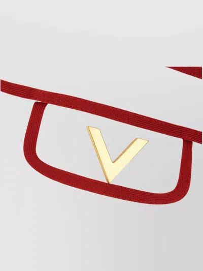 Valentino Luxe Wool Blend Trousers With Contrast Waistband In White