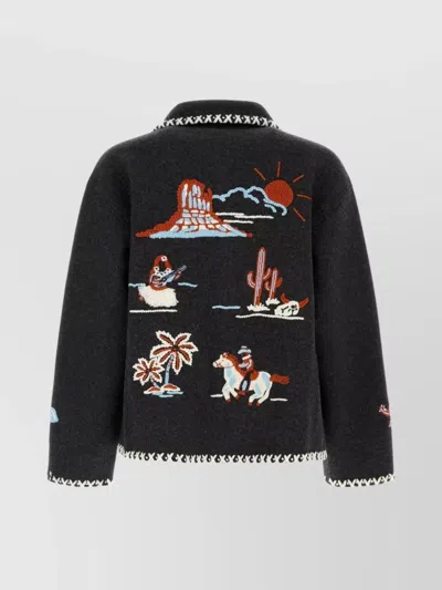 Alanui Giacca Remember Me In Lana Grigio Scuro In Multi