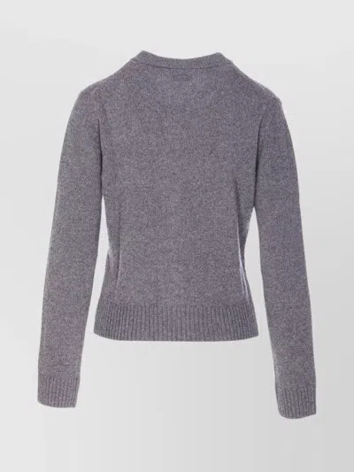 Ganni Future Knit Cardigan Crewneck In Gray