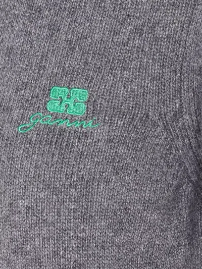 Ganni Future Knit Cardigan Crewneck In Gray