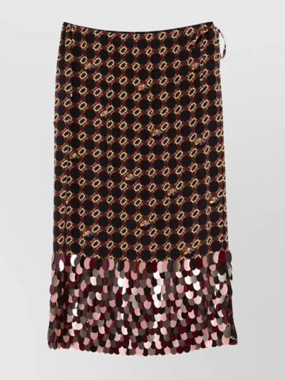 Dries Van Noten Geometric Pattern High Waist Midi Skirt In Brown