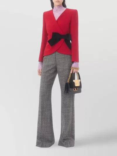 Valentino High-rise Wide-leg Trousers Featuring Pockets In Gray