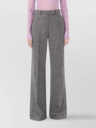 Valentino High-rise Wide-leg Trousers Featuring Pockets In Gray